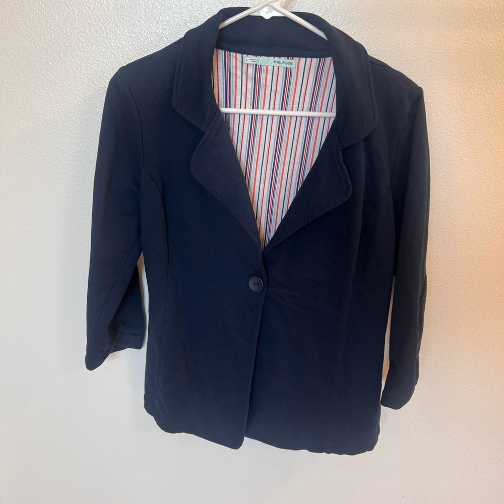 Maurices Navy Blazer with Striped Lining